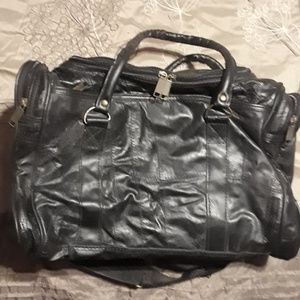 Black leather gym bag